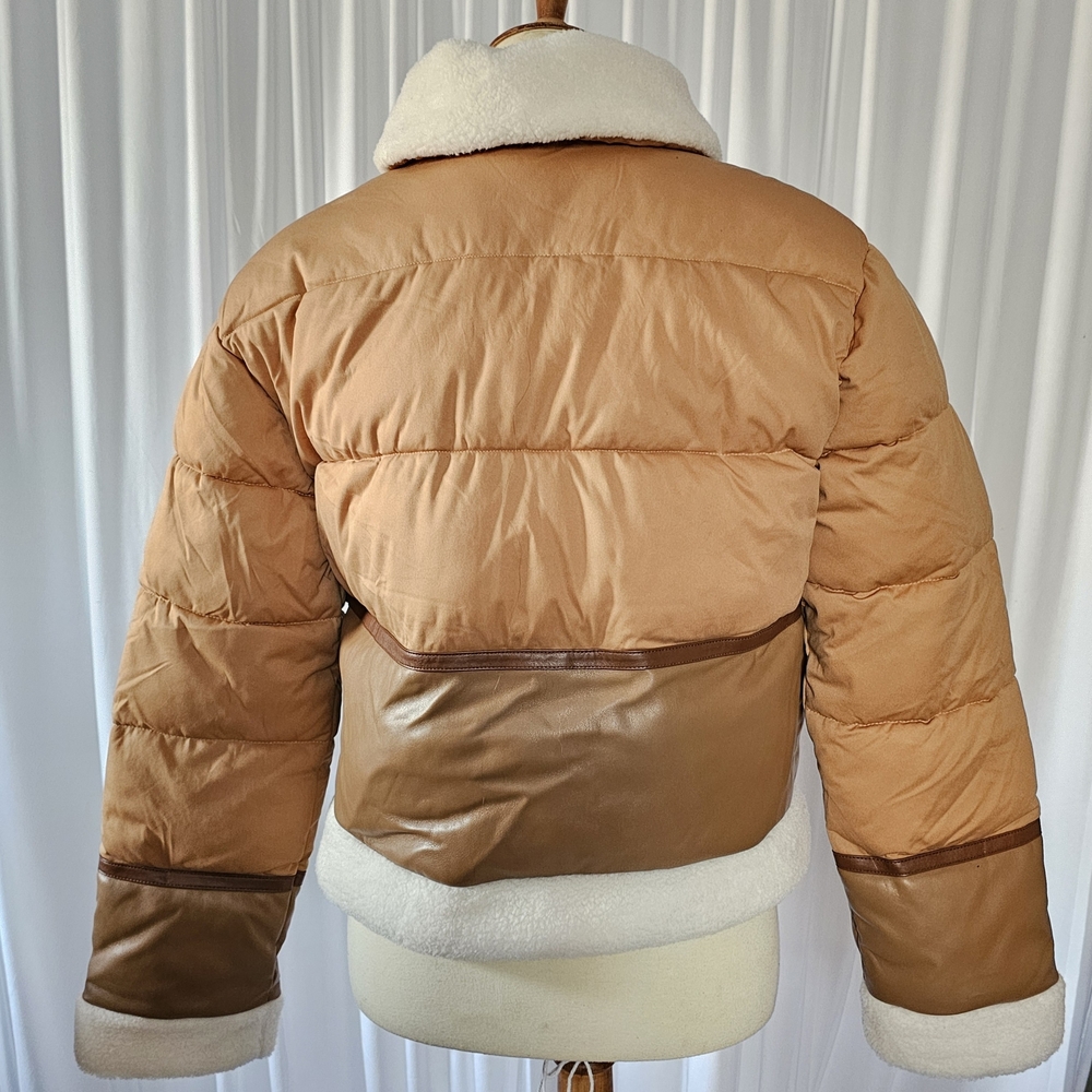 7 For All Mankind Tan and Brown Puffer Jacket - Picture 3 of 7